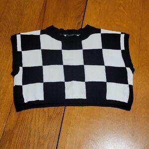 Papermoon Black and White Checkered Sweater